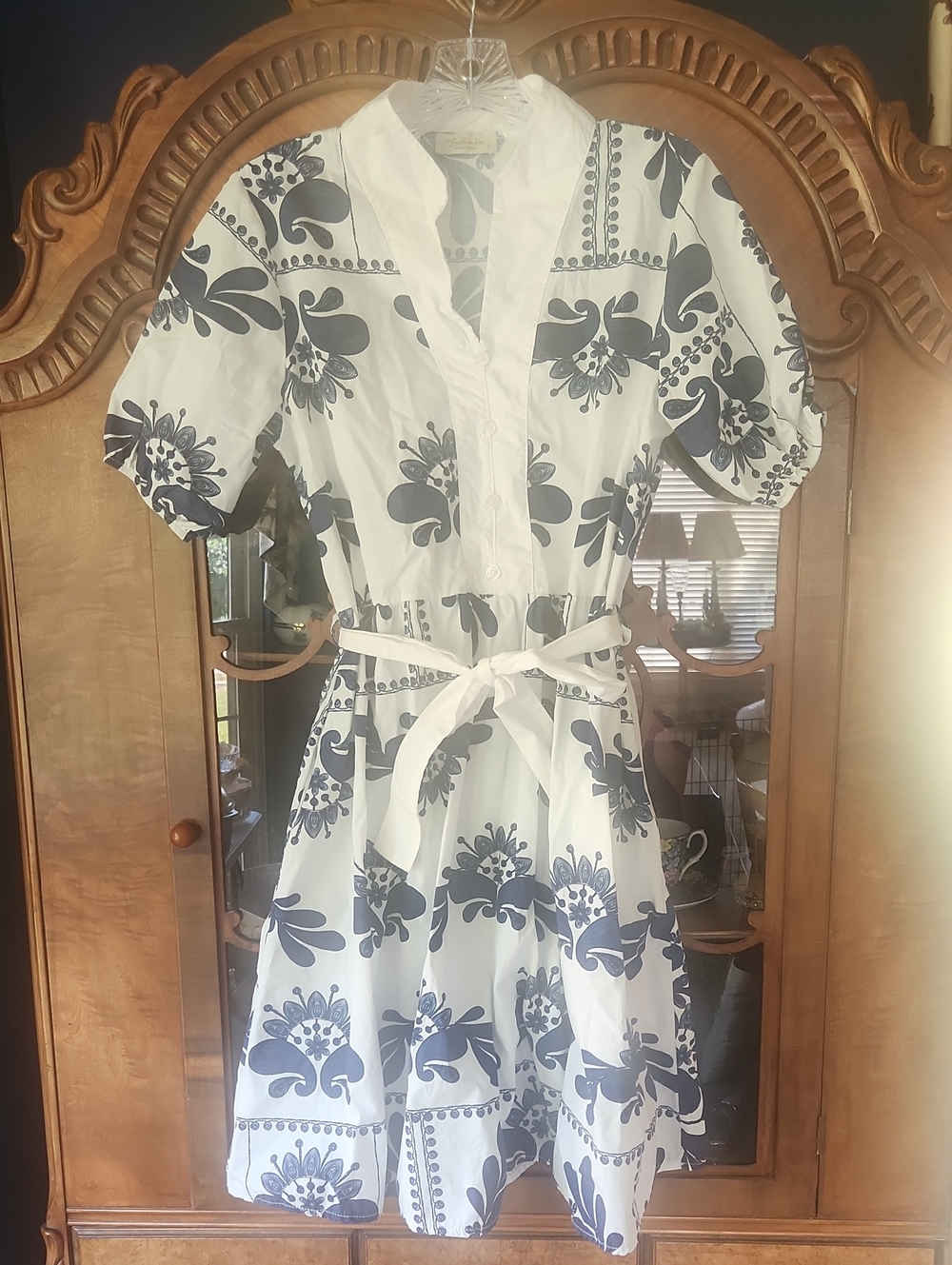 Bellaumbra Made in Italy Floral Print Button Up Belted Dress Small